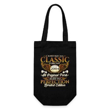 20. Geburtstag Oldtimer Februar Jahrgang 2004 - Geschenkbeutel für Flaschen - Schwarz - Vorne