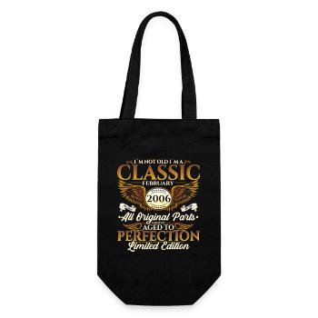 18. Geburtstag Oldtimer Februar Jahrgang 2006 - Geschenkbeutel für Flaschen - Schwarz - Vorne