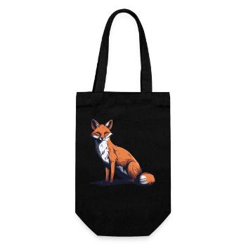 Naturverbundener Fuchs - Geschenkbeutel für Flaschen - Schwarz - Vorne