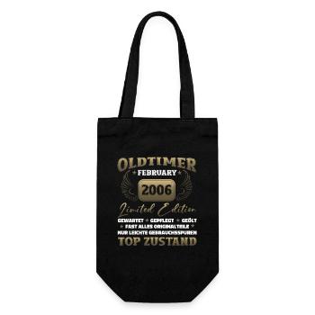 18. Geburtstag Oldtimer Februar Jahrgang 2006 - Geschenkbeutel für Flaschen - Schwarz - Vorne
