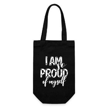 I am so proud of myself Spruch Anerkennung - Geschenkbeutel für Flaschen - Schwarz - Vorne