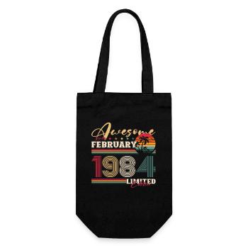40. Geburtstag Mann Februar Jahrgang 1984 Awesome - Geschenkbeutel für Flaschen - Schwarz - Vorne