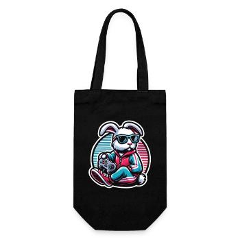 Zocker Osterhase für Nerds und Gamer - Geschenkbeutel für Flaschen - Schwarz - Vorne