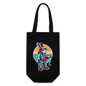 Zocker Osterhase für Nerds und Gamer - Geschenkbeutel für Flaschen - Schwarz - Vorne