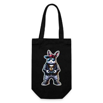 Zocker Osterhase für Nerds und Gamer - Geschenkbeutel für Flaschen - Schwarz - Vorne