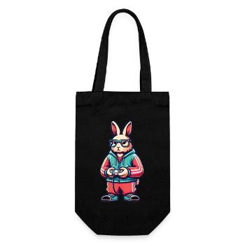 Zocker Osterhase für Nerds und Gamer - Geschenkbeutel für Flaschen - Schwarz - Vorne