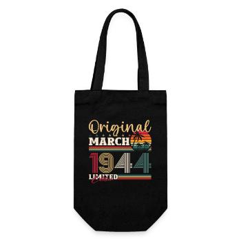 80th Birthday Husband March Vintage 1944 Cassette Tape - Gift Bag for Bottles - black - Front