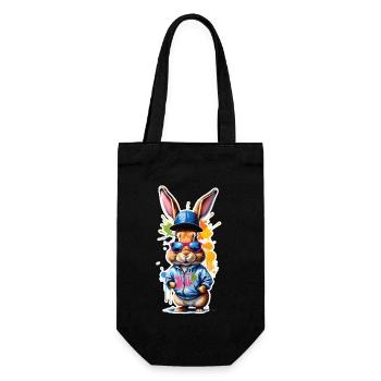 Lapin de Pâques coloré, mignon et mignon pour Pâques - Sac à bouteille - noir - Devant
