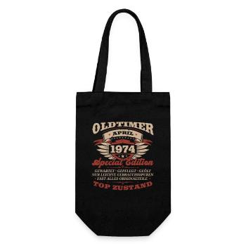 50th Birthday Man Vintage April Vintage 1974 - Gift Bag for Bottles - black - Front