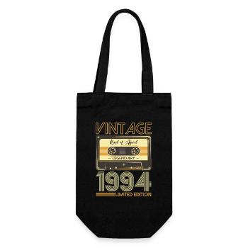 30th Birthday Husband April Vintage 1994 Cassette Tape - Gift Bag for Bottles - black - Front
