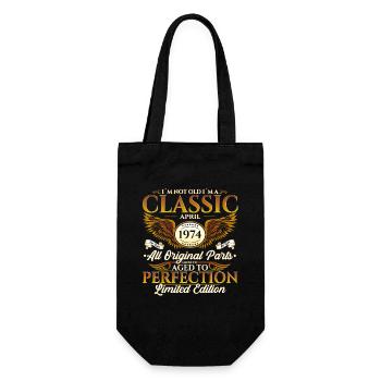 50th Birthday Man Vintage April Vintage 1974 - Gift Bag for Bottles - black - Front