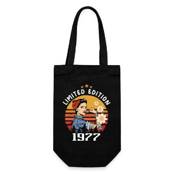 Retro Birth Year 1977 Vintage Birthday 1977 - Gift Bag for Bottles - black - Front