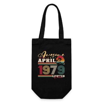 45th Birthday Husband April Vintage 1979 Awesome - Gift Bag for Bottles - black - Front