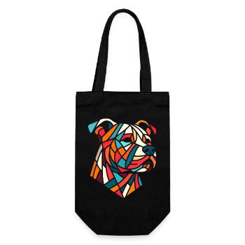 Staffordshire geometric bull terrier, staffy - Gift Bag for Bottles - black - Front