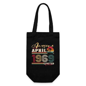 55th Birthday Husband April Vintage 1969 Awesome - Gift Bag for Bottles - black - Front
