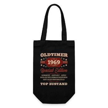 Oldtimer Mai 1969 Jahrgang 1954 Geburtstag 1969 - Geschenkbeutel für Flaschen - Schwarz - Vorne