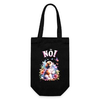 Hund Lustiger Spruch Nö! für Hundeliebhaber - Geschenkbeutel für Flaschen - Schwarz - Vorne