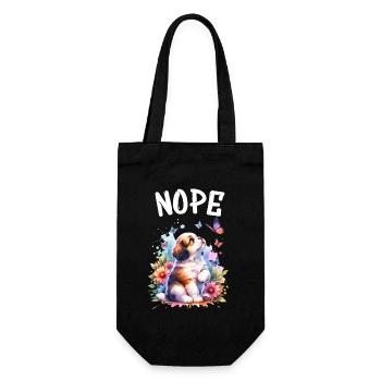 Hund Lustiger Spruch Nope für Hundeliebhaber - Geschenkbeutel für Flaschen - Schwarz - Vorne