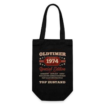 Oldtimer 1974 Jahrgang 1974 Geburtstag 1974 - Geschenkbeutel für Flaschen - Schwarz - Vorne