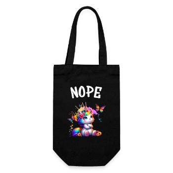 Einhorn Spruch Nope Jungen und Mädchen Fabelwesen - Geschenkbeutel für Flaschen - Schwarz - Vorne