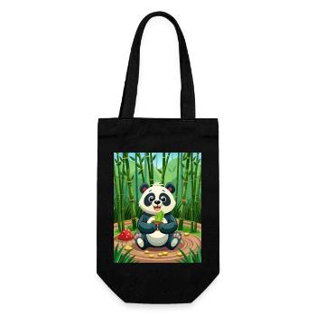 Niedlicher Panda - illustriert - Geschenkbeutel für Flaschen - Schwarz - Vorne