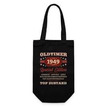 Oldtimer Juni 1949 Jahrgang 1949 Geburtstag 1949 - Geschenkbeutel für Flaschen - Schwarz - Vorne