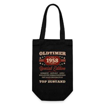Oldtimer Juni 1958 Jahrgang 1958 Geburtstag Juni - Geschenkbeutel für Flaschen - Schwarz - Vorne