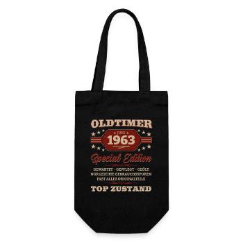 Oldtimer Juni 1963 Jahrgang 1963 61. Geburtstag 63 - Geschenkbeutel für Flaschen - Schwarz - Vorne