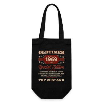 Oldtimer Juni 1969 Jahrgang 1969 55. Geburtstag 69 - Geschenkbeutel für Flaschen - Schwarz - Vorne