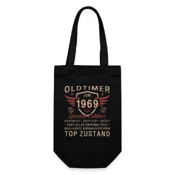 Oldtimer Juni 1969 Jahrgang 1969 55. Geburtstag 69 - Geschenkbeutel für Flaschen - Schwarz - Vorne