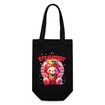 Petit ours kawaii japonais avec des fraises en costume - Sac à bouteille - noir - Devant