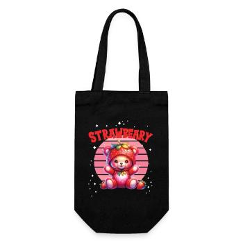 Petit ours kawaii japonais avec des fraises en costume - Sac à bouteille - noir - Devant