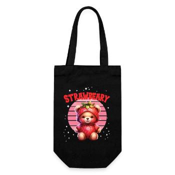Petit ours kawaii japonais avec des fraises en costume - Sac à bouteille - noir - Devant