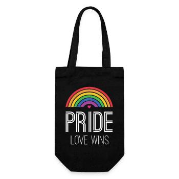 LGBTQ-Pride-Monat - Pride. Liebe gewinnt - Geschenkbeutel für Flaschen - Schwarz - Vorne