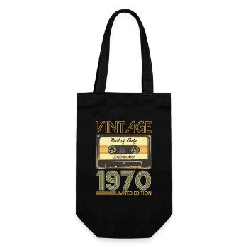 55. Geburtstag Kassette Juli 1970 Jahrgang 1970 - Geschenkbeutel für Flaschen - Schwarz - Vorne