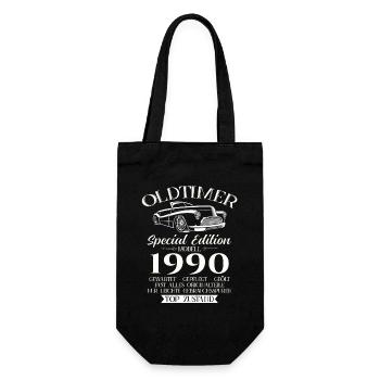 Oldtimer 1990 Jahrgang 1990 35. Geburtstag 1990 - Geschenkbeutel für Flaschen - Schwarz - Vorne