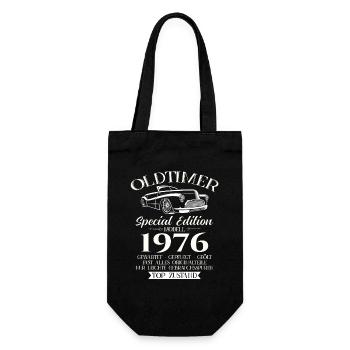 Oldtimer 1976 Jahrgang 1976 48. Geburtstag 1976 - Geschenkbeutel für Flaschen - Schwarz - Vorne
