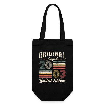 21. Geburtstag Original August 2003 Jahrgang 2003 - Geschenkbeutel für Flaschen - Schwarz - Vorne
