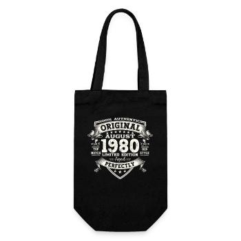 44. Geburtstag Original August 1980 Jahrgang 1980 - Geschenkbeutel für Flaschen - Schwarz - Vorne