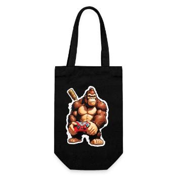 Retro Gamer Gorilla mit Controller Konsolenspiele - Geschenkbeutel für Flaschen - Schwarz - Vorne