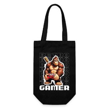 Retro Gamer Gorilla mit Controller Konsolenspiele - Geschenkbeutel für Flaschen - Schwarz - Vorne