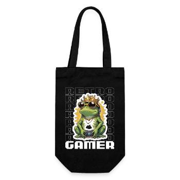 Retro Gamer Frosch mit Controller Konsolenspiele - Geschenkbeutel für Flaschen - Schwarz - Vorne