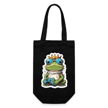 Retro Gamer Frosch mit Controller Konsolenspiele - Geschenkbeutel für Flaschen - Schwarz - Vorne