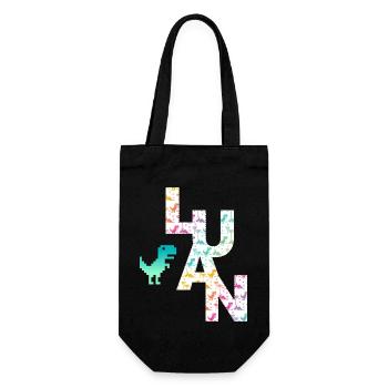 LUAN - Beautiful boy name with dinosaur - Gift Bag for Bottles - black - Front