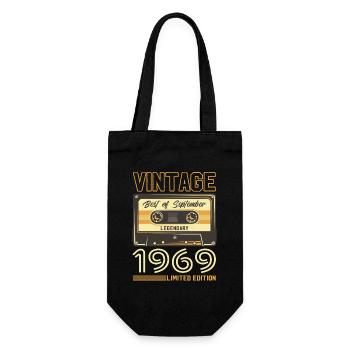 55th Birthday Cassette September 1969 Year 69 - Gift Bag for Bottles - black - Front