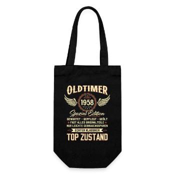 66. Geburtstag Oldtimer September 1958 Jahrgang 58 - Geschenkbeutel für Flaschen - Schwarz - Vorne