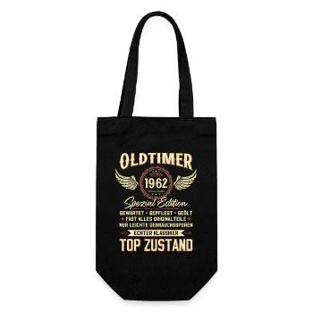 62. Geburtstag September Oldtimer 1962 Jahrgang - Geschenkbeutel für Flaschen - Schwarz - Vorne