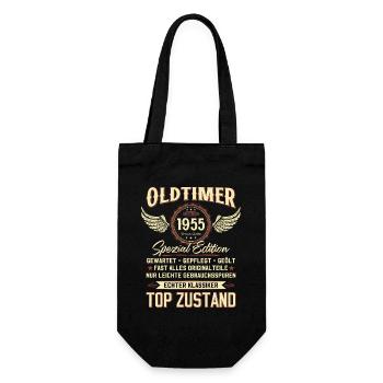 70. GeburtstagOldtimer September 1955 Jahrgang 55 - Geschenkbeutel für Flaschen - Schwarz - Vorne