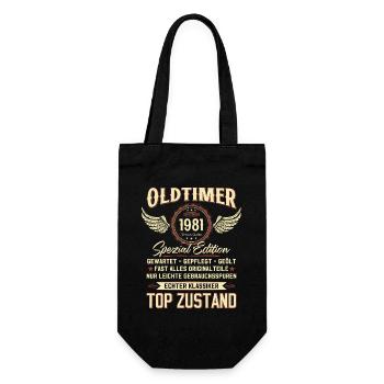 43. Geburtstag Oldtimer September 1981 Jahrgang 81 - Geschenkbeutel für Flaschen - Schwarz - Vorne