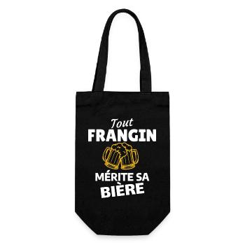 Humorvolles Design, Bier und Freundschaft - Geschenkbeutel für Flaschen - Schwarz - Vorne